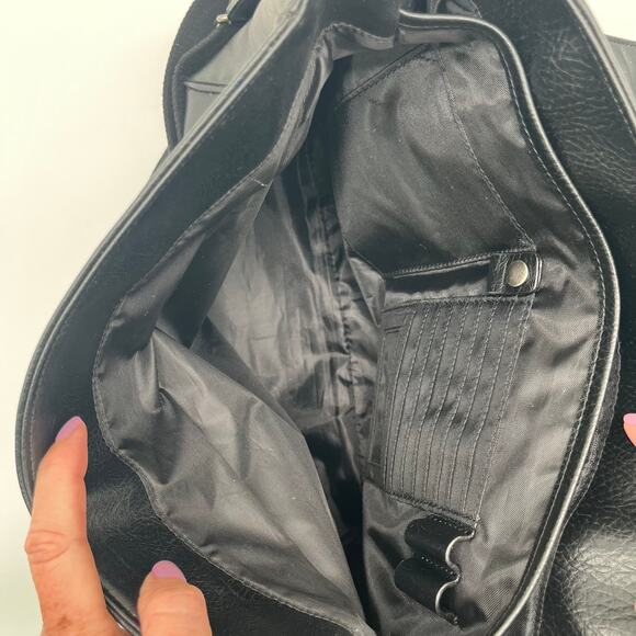 ALDO Leather Messenger Bag, Briefcase, Unisex Black - Picture 10 of 12